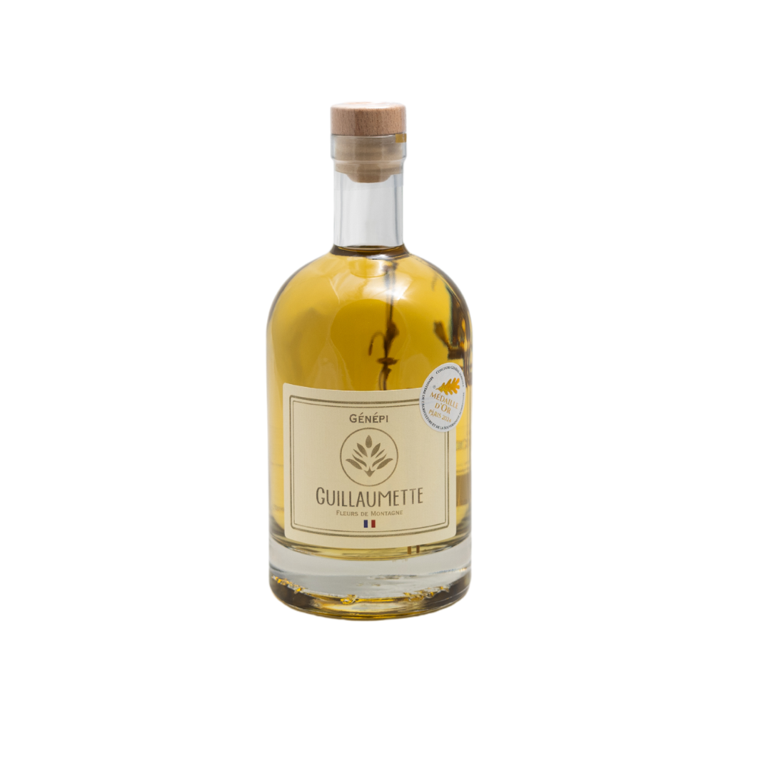 Une bonbonne de 70cl de génépi Guillaumette authentique. Génépi médaillé d'or en 2024